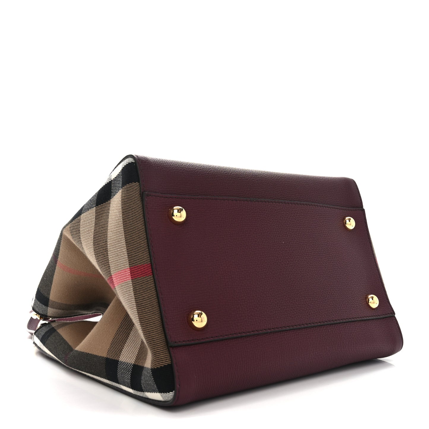 Grainy Calfskin House Check Small Canterbury Mahogany Red