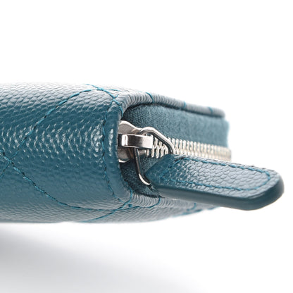 Chanel Caviar Quilted Zip Coin Purse Dark Turquoise 9 of 10