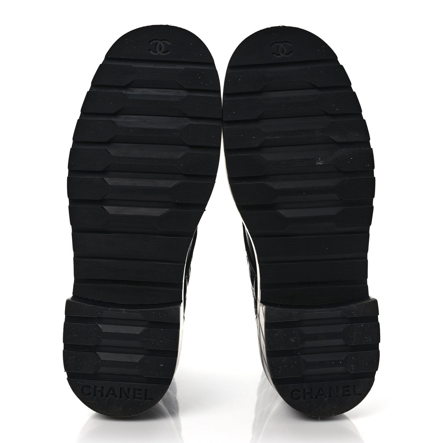 Shiny Calfskin Quilted Lace Up Combat Boots 38.5 Black