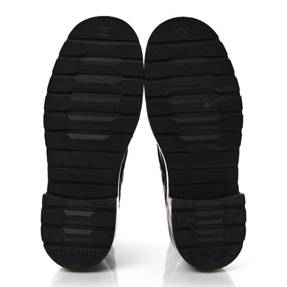 Chanel Shiny Calfskin Quilted Lace Up Combat Boots 38.5 Black 5 of 8