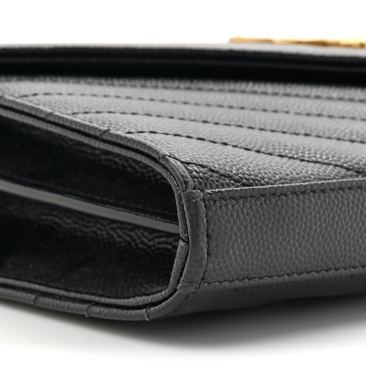 Grain De Poudre Matelasse Chevron Monogram Chain Wallet Black