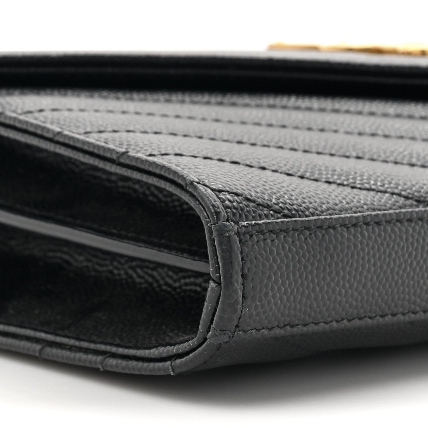 Saint Laurent Grain De Poudre Matelasse Chevron Monogram Chain Wallet Black 11 of 15