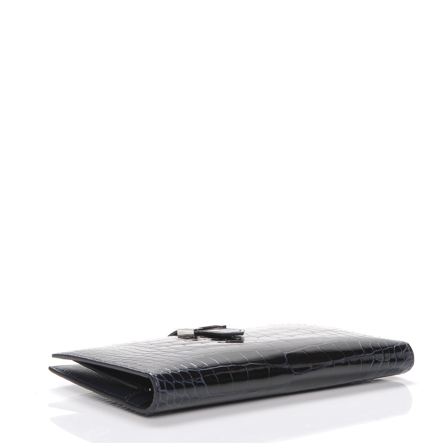 Hermes Shiny Alligator Bearn Wallet Bleu Marine 4 of 9