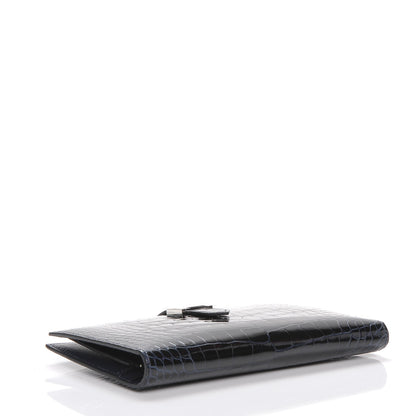 Hermes Shiny Alligator Bearn Wallet Bleu Marine 4 of 9