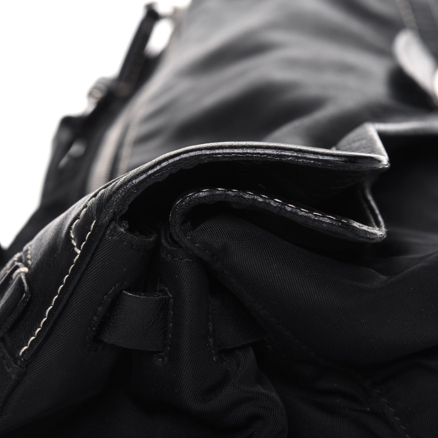 Tessuto Nylon Vitello Foldover Pushlock Satchel Black
