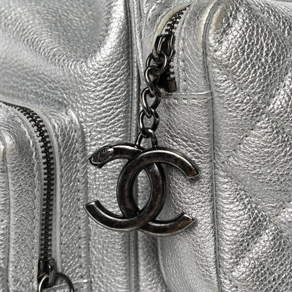 Chanel Metallic Grained Calfskin Quilted Large Casual Rock Backpack Silver 7 of 12