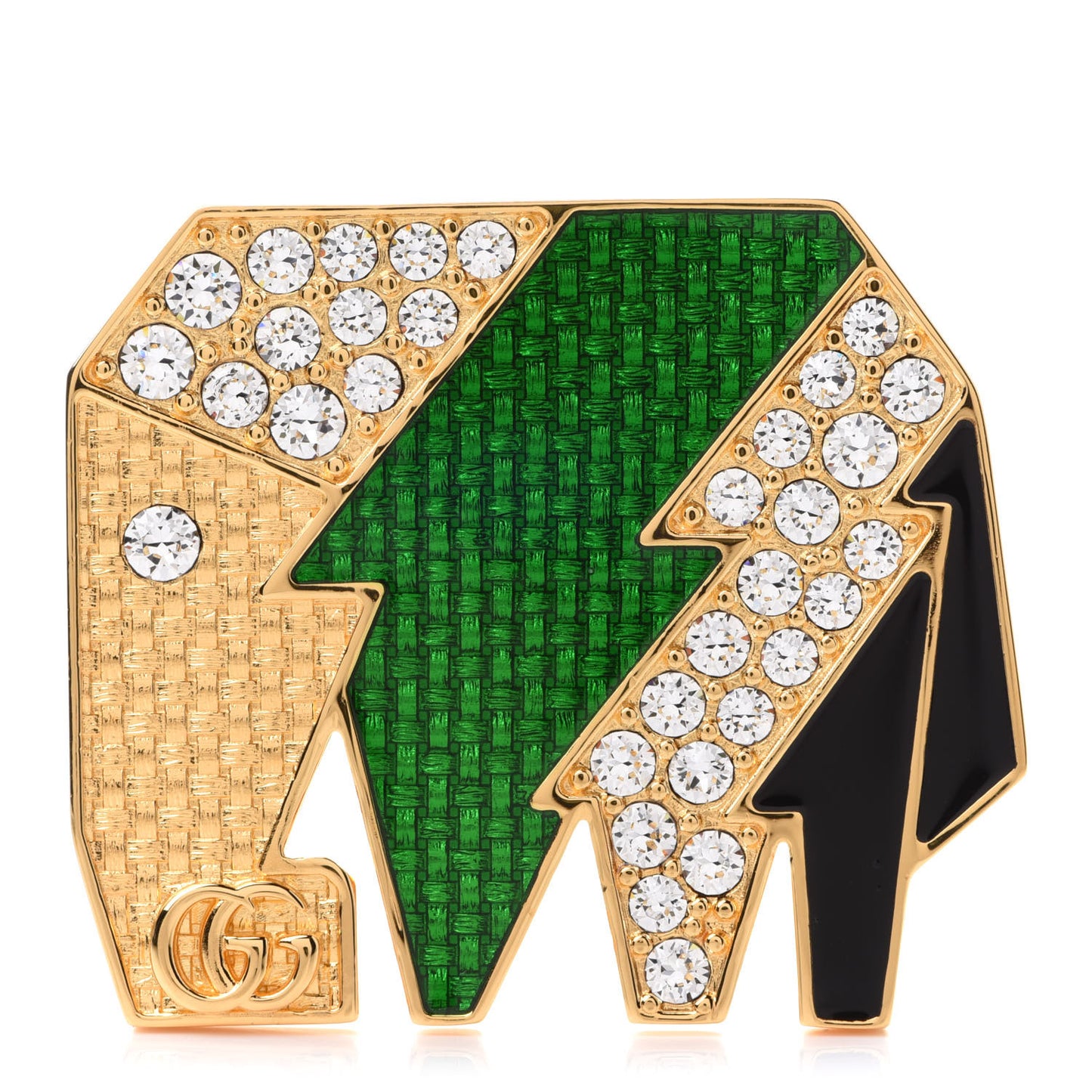 Crystal Elephant Brooch Green