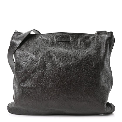 Gucci Guccissima Medium Flat Messenger Bag Dark Brown 1 of 9