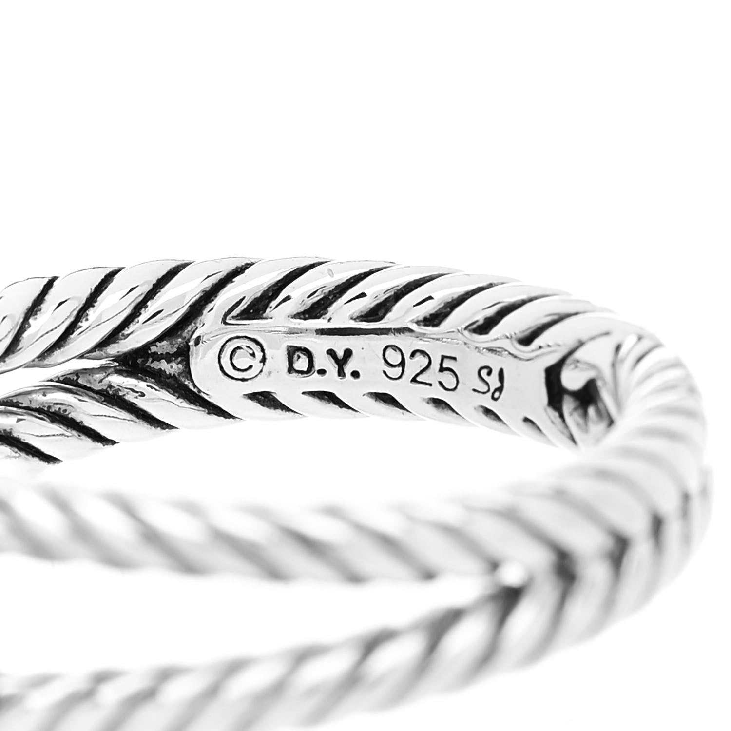 David Yurman Sterling Silver Diamond Turquoise 7mm Petite Albion Ring 55 7.25 5 of 5