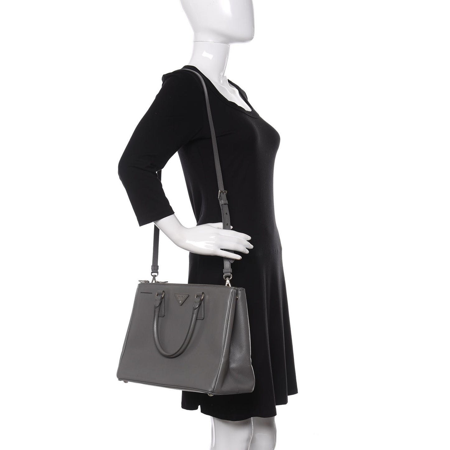 Saffiano Medium Galleria Double Zip Tote Marmo