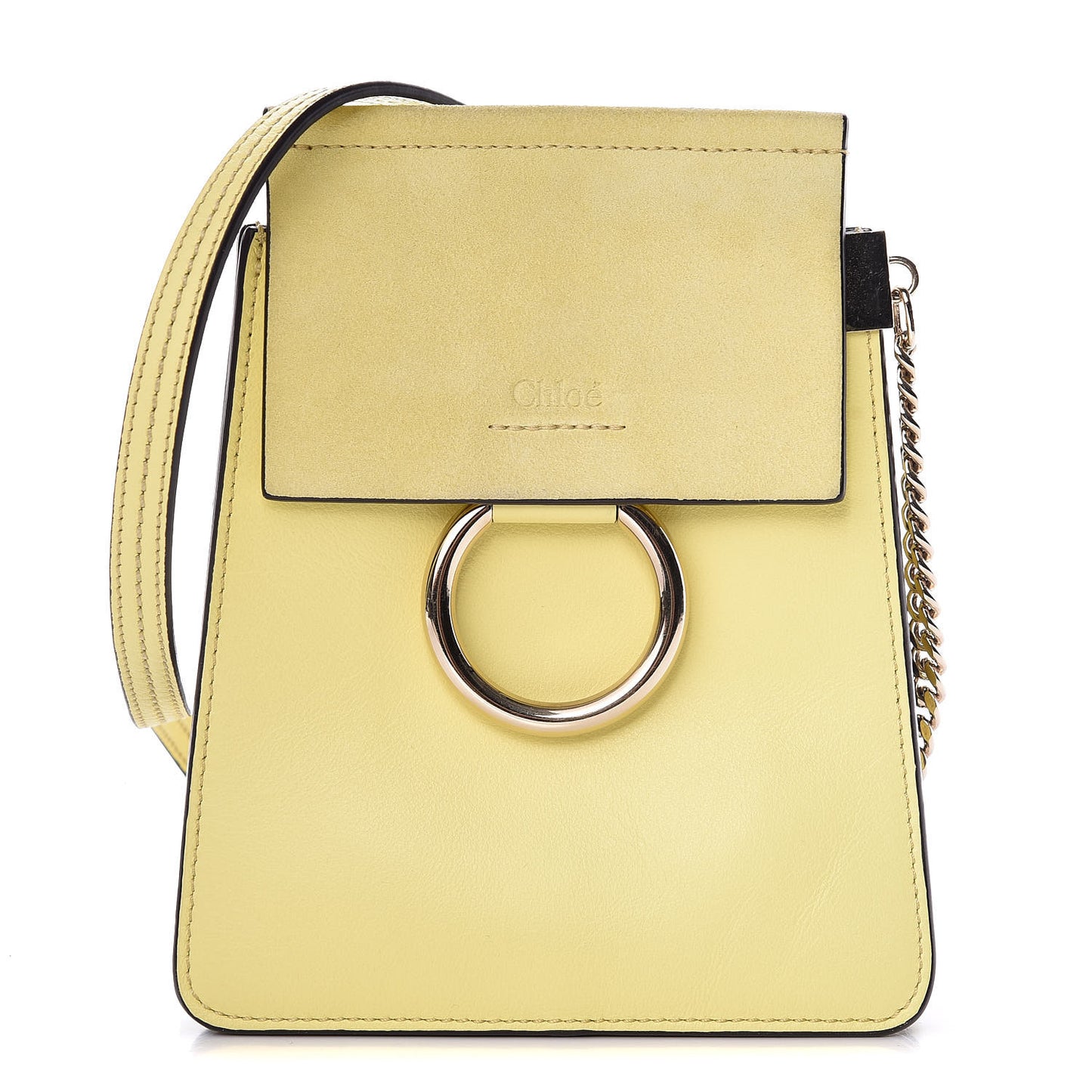 Suede Calfskin Mini Faye Bracelet Bag Lemonade