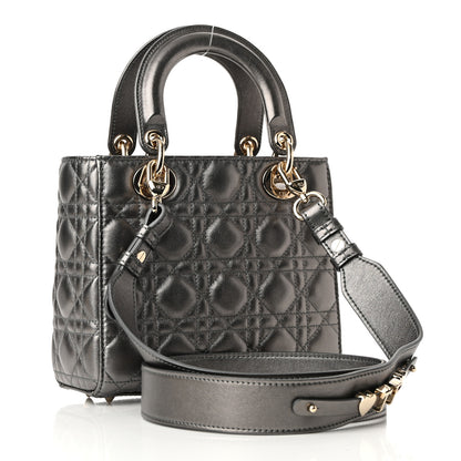Christian Dior Lambskin Cannage Small My ABCDior Lady Dior Metallic Grey 3 of 10
