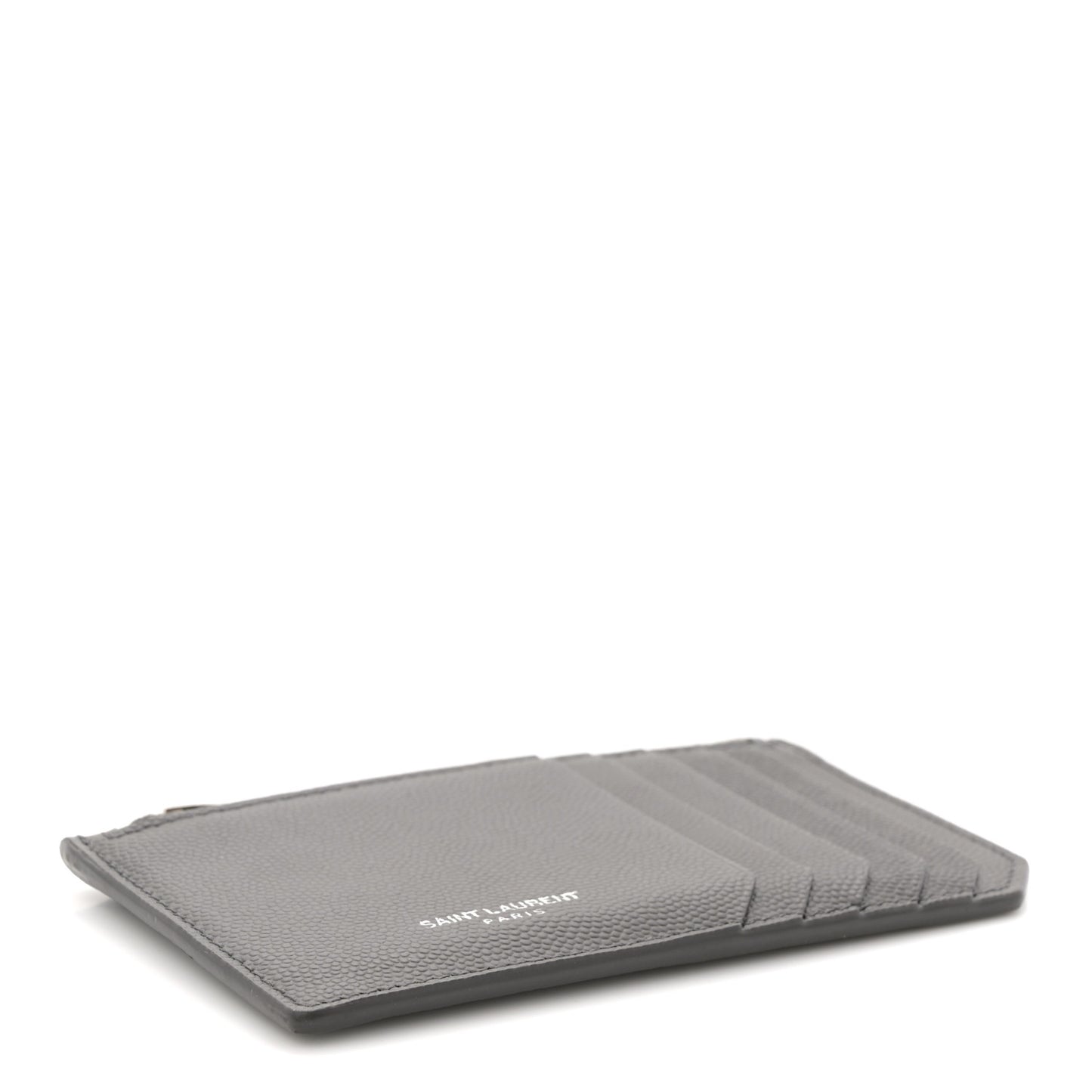 Grained Calfskin 5 Fragments Zip Pouch Card Holder Dark Grey
