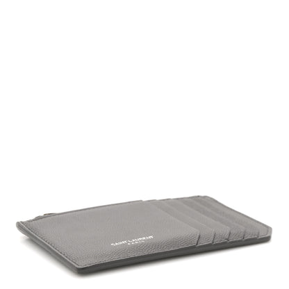 Saint Laurent Grained Calfskin 5 Fragments Zip Pouch Card Holder Dark Grey 4 of 8