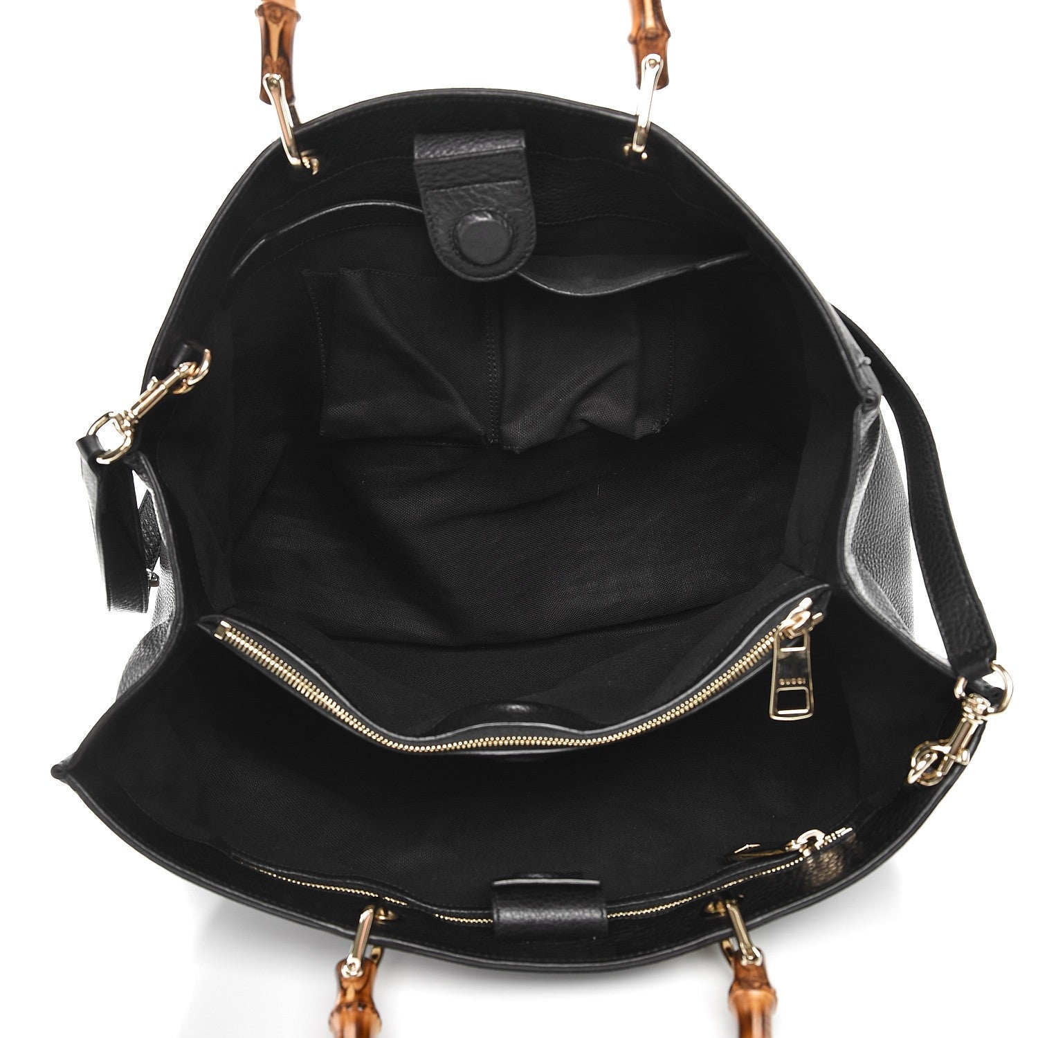 Gucci Calfskin Large Bamboo Shopper Tote Black 6 of 9