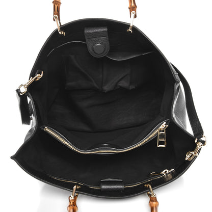 Gucci Calfskin Large Bamboo Shopper Tote Black 6 of 9