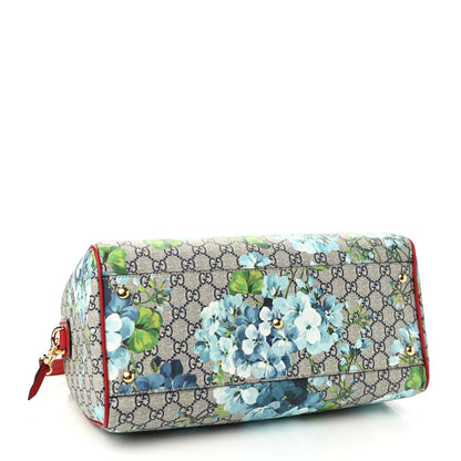 Gucci GG Supreme Monogram Blooms Medium Boston Beige Blue Navy Hibiscus Red 3 of 8