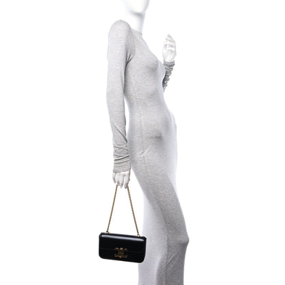 Celine Shiny Calfskin Triomphe Chain Shoulder Bag Black 2 of 9