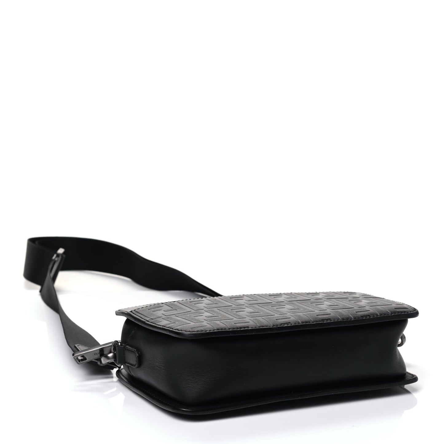 Vitello Century Grace FF Embossed Shoulder Clutch Black