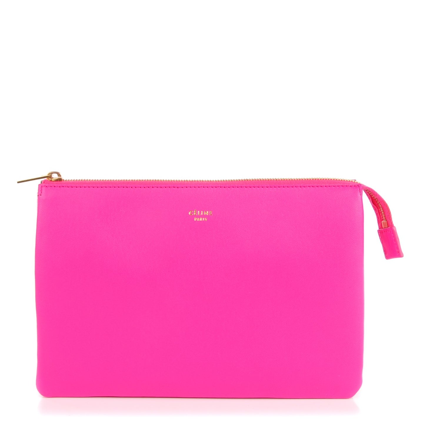 Lambskin Solo Trio Cosmetic Pouch Fluo Fuchsia