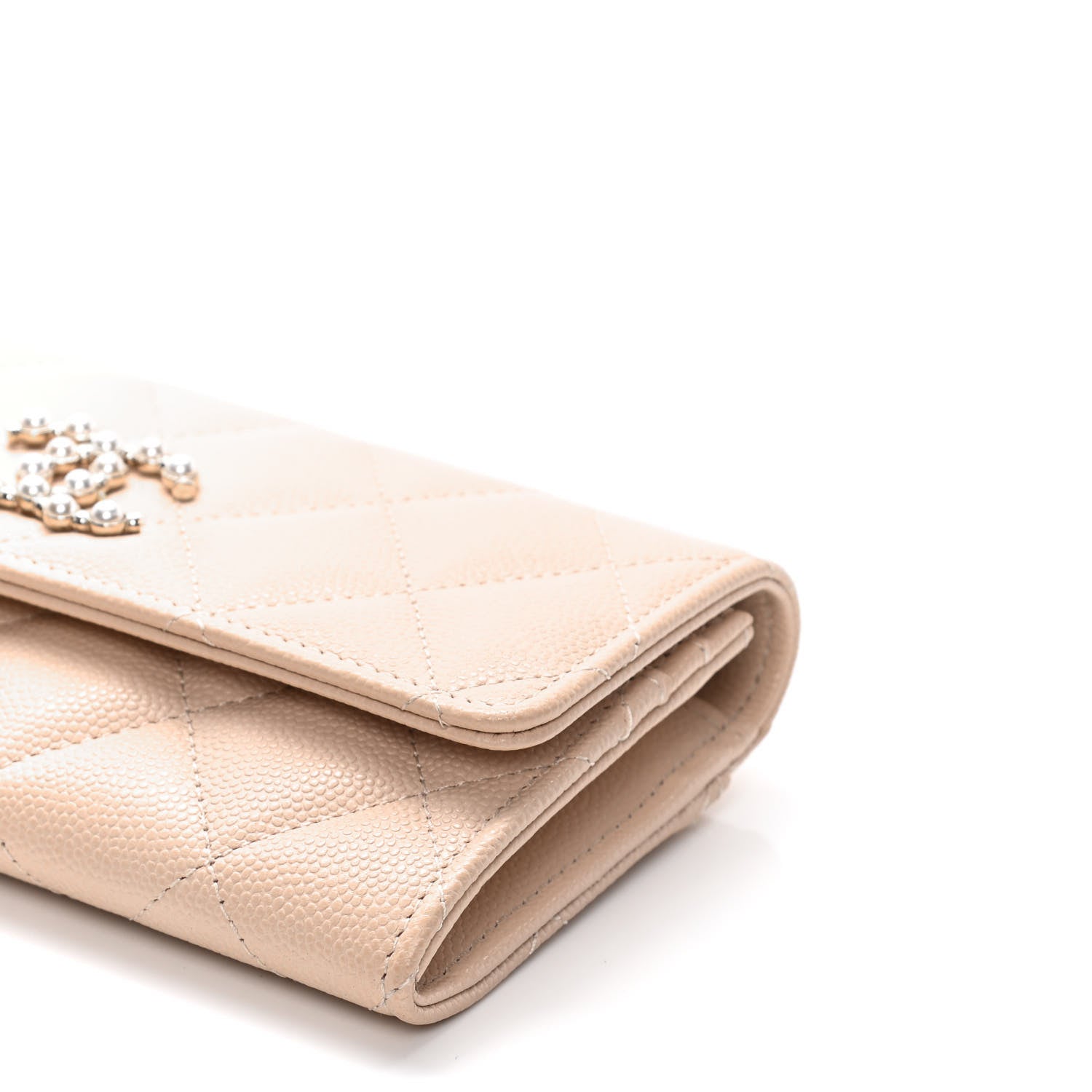 Chanel Caviar Pearl Quilted Coco Candy Wallet Beige 6 of 12