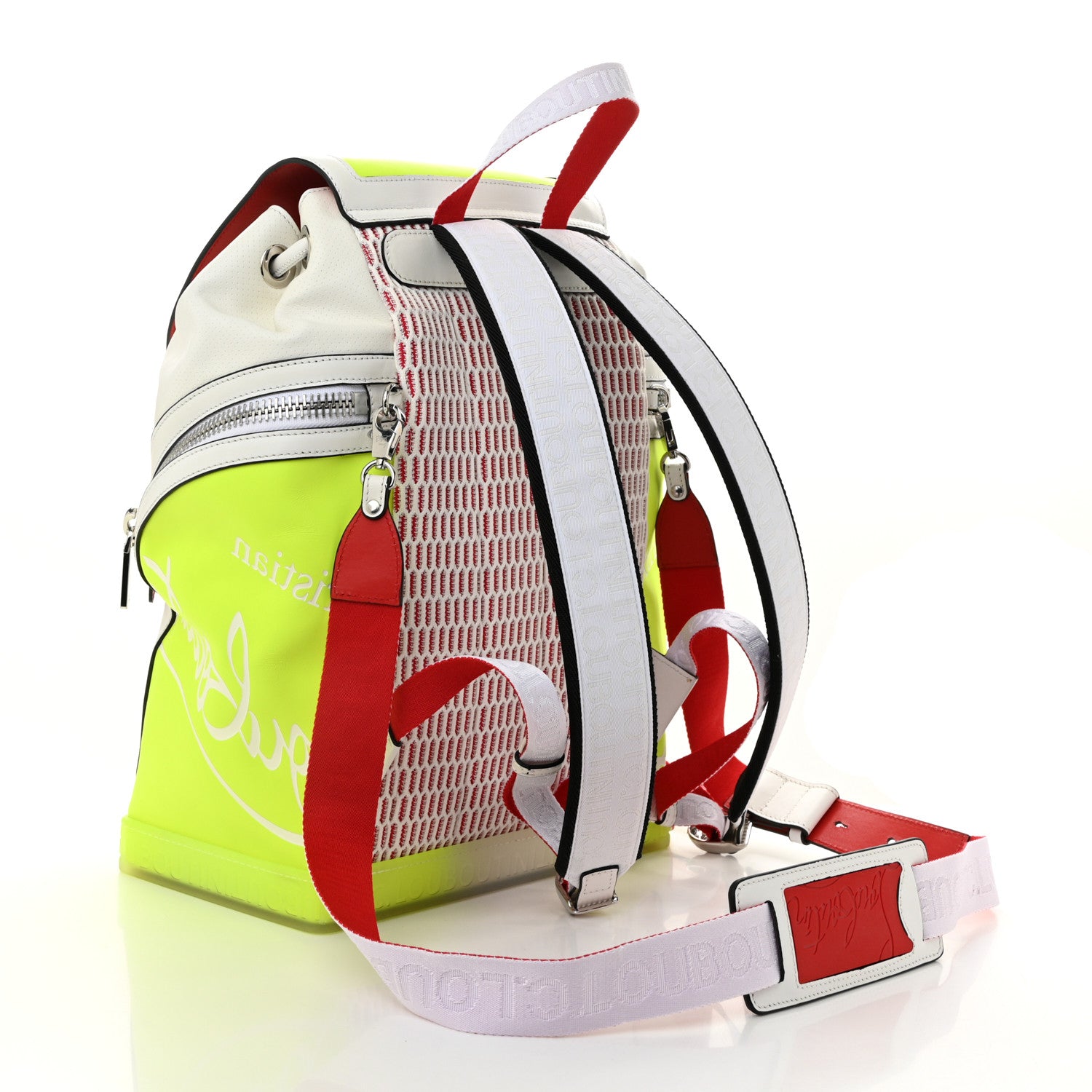 Christian Louboutin Calfskin Explorafunk Backpack Bianco Fluo Yellow 3 of 10