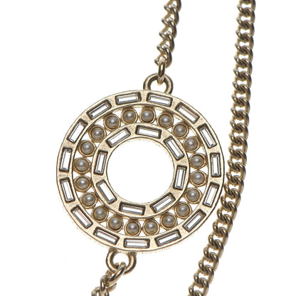 Chanel Crystal Baguette Pearl CC Chain Necklace Gold 5 of 8
