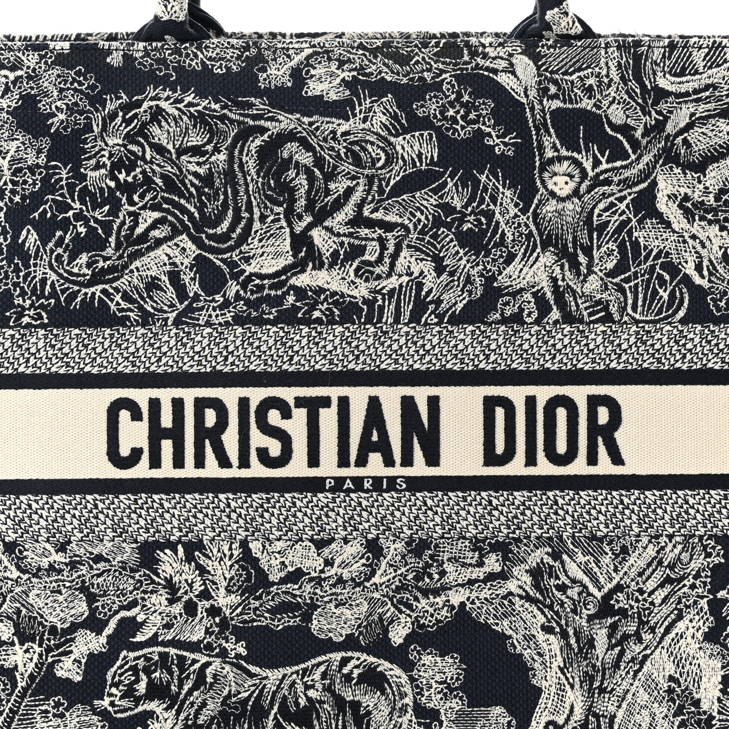 Christian Dior Canvas Embroidered Large Dioriviera Toile De Jouy Reverse Book Tote Blue 8 of 11