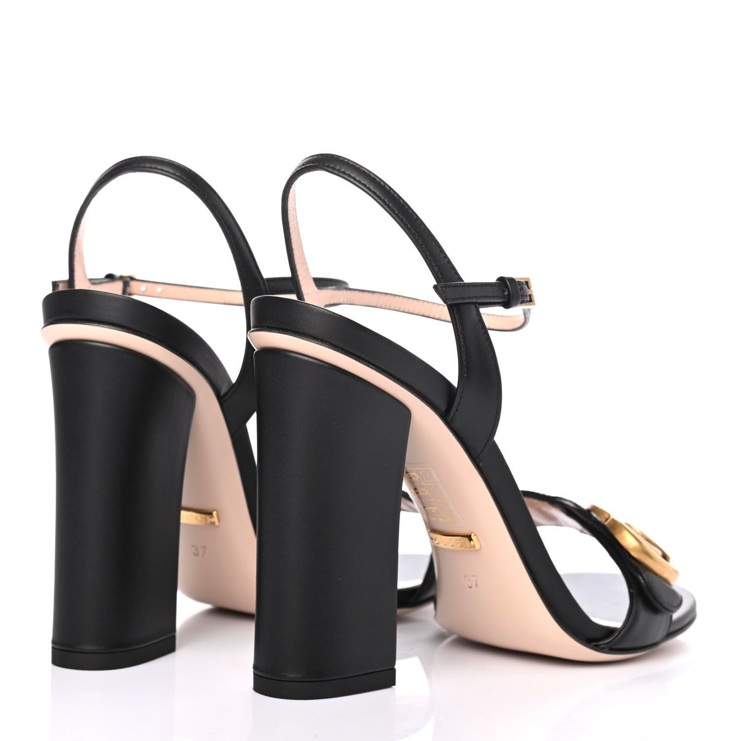 Lifford Calfskin GG Marmont Ankle Wrap 105mm Sandals 37 Black