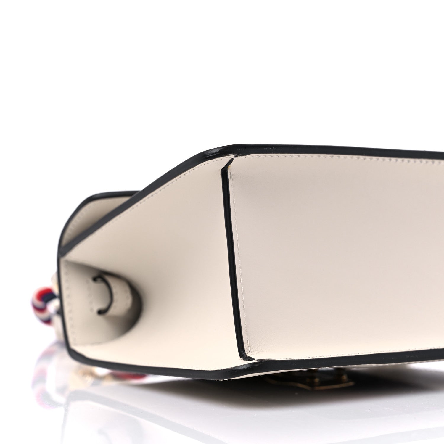 Gucci Calfskin Embroidered Mini Sylvie Top Handle Bag White 9 of 10