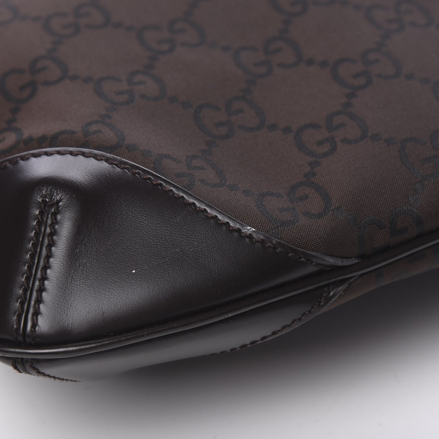 Nylon Signature Hobo Shoulder Bag Brown