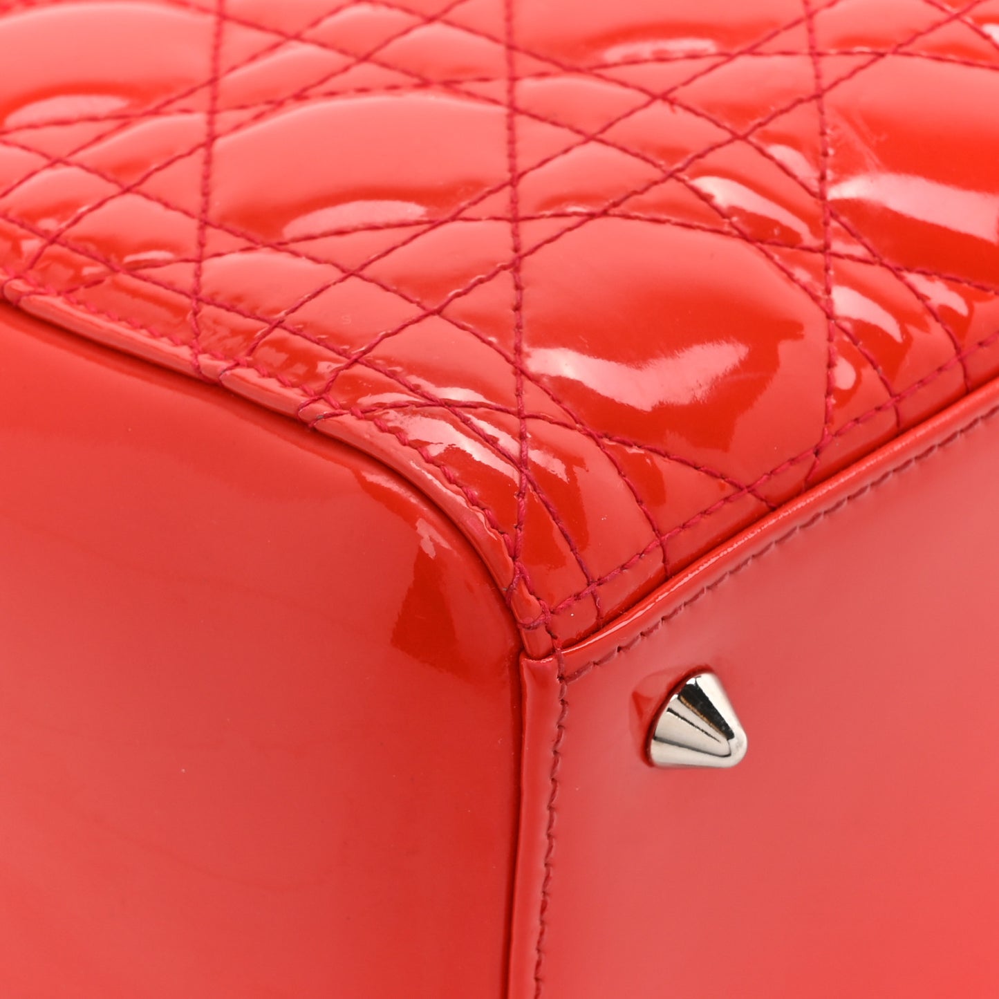 Patent Cannage Medium Lady Dior Red