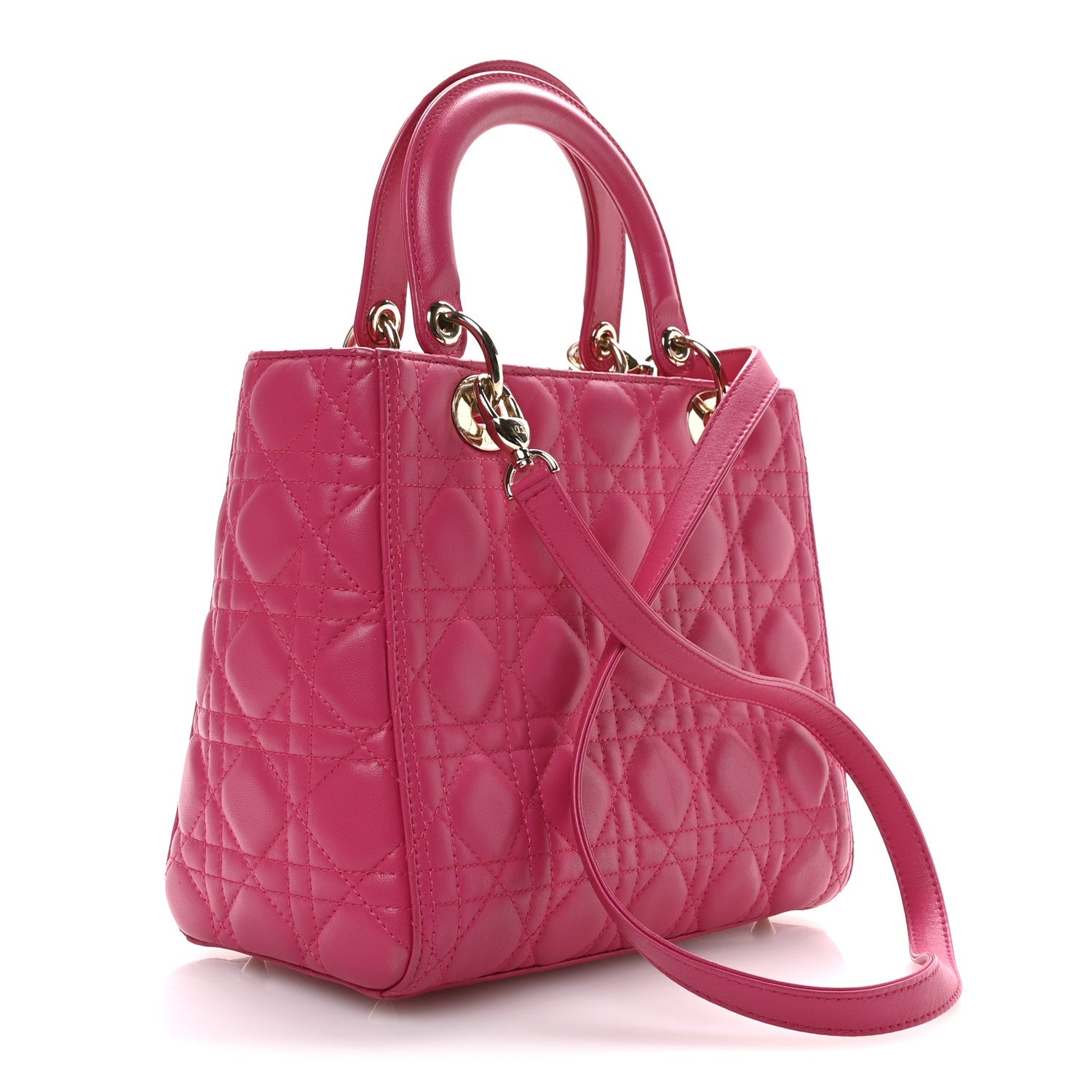 Christian Dior Lambskin Cannage Medium Lady Dior Fuchsia 3 of 11