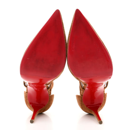 Christian Louboutin Veau Velours Perforated Victorilla 100 Pumps 37.5 Biscotto 6 of 8