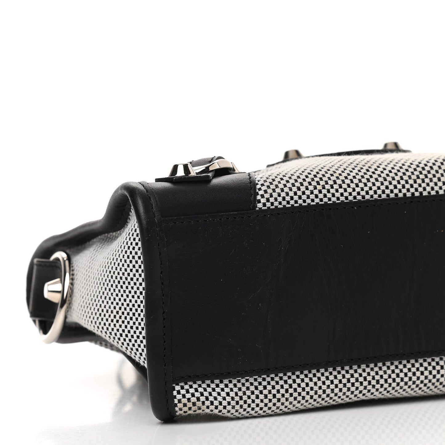 Calfskin Twill Classic Silver Hardware Mini City Black White