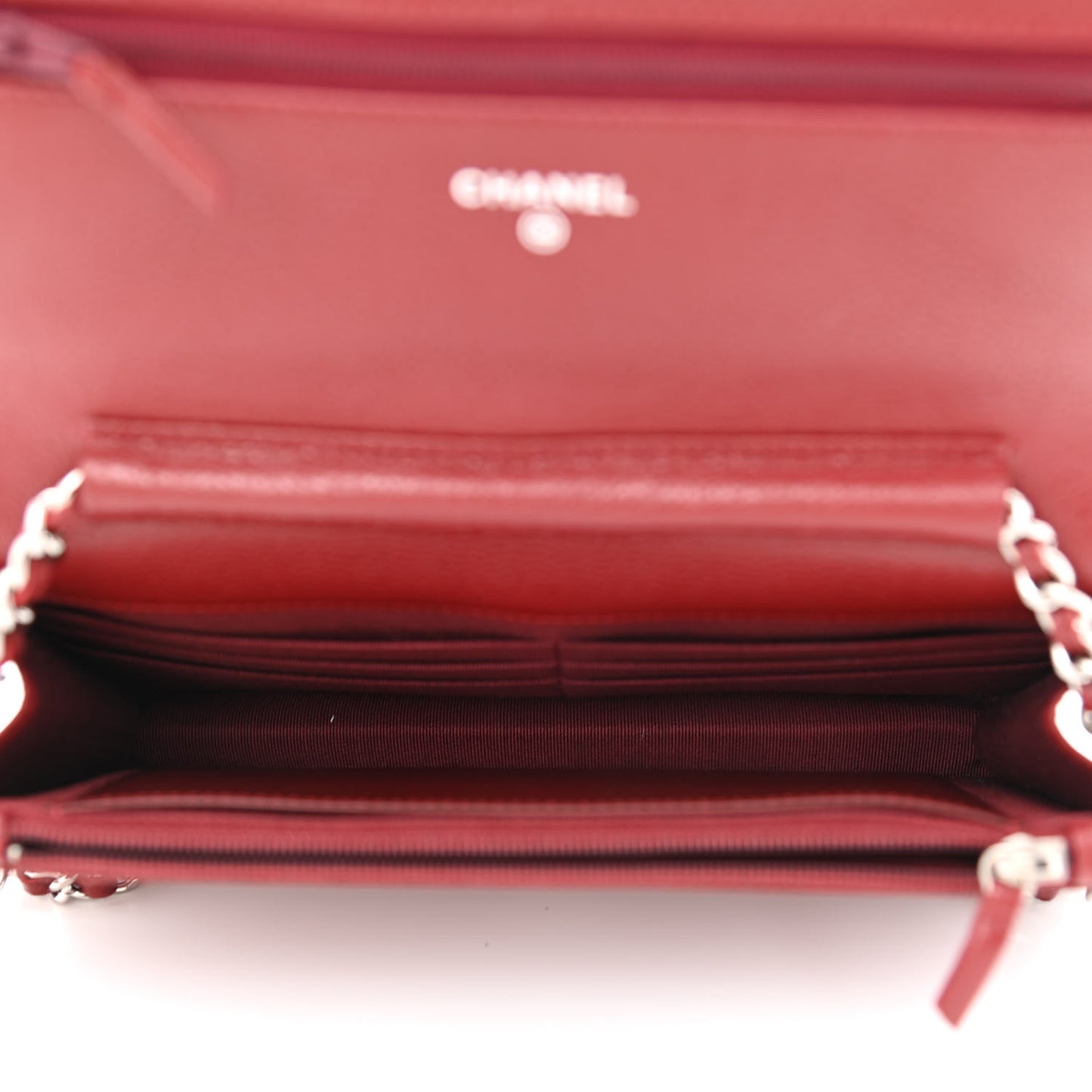 Caviar Quilted Wallet on Chain WOC Burgundy