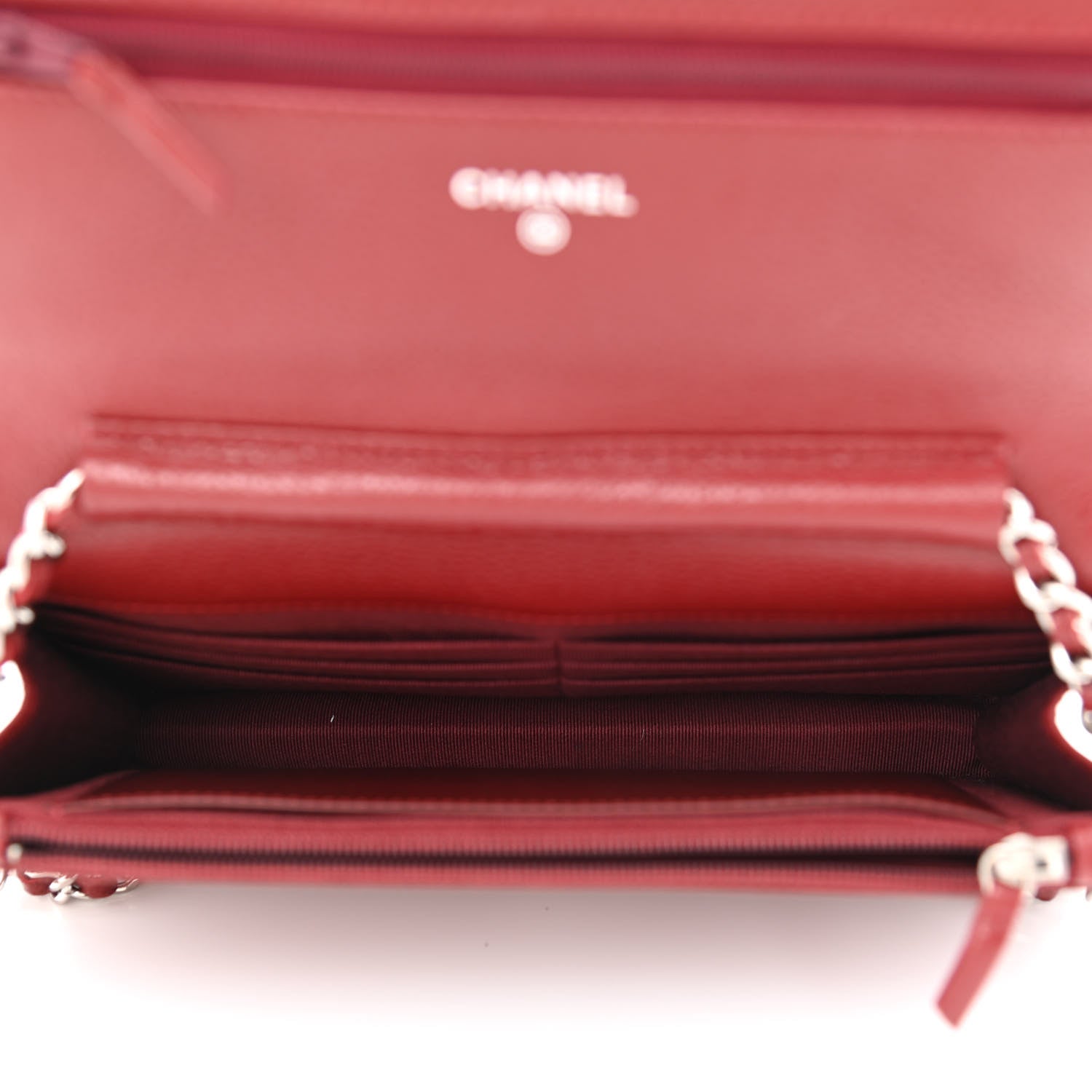 Chanel Caviar Quilted Wallet on Chain WOC Burgundy 4 of 14