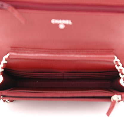Chanel Caviar Quilted Wallet on Chain WOC Burgundy 4 of 14