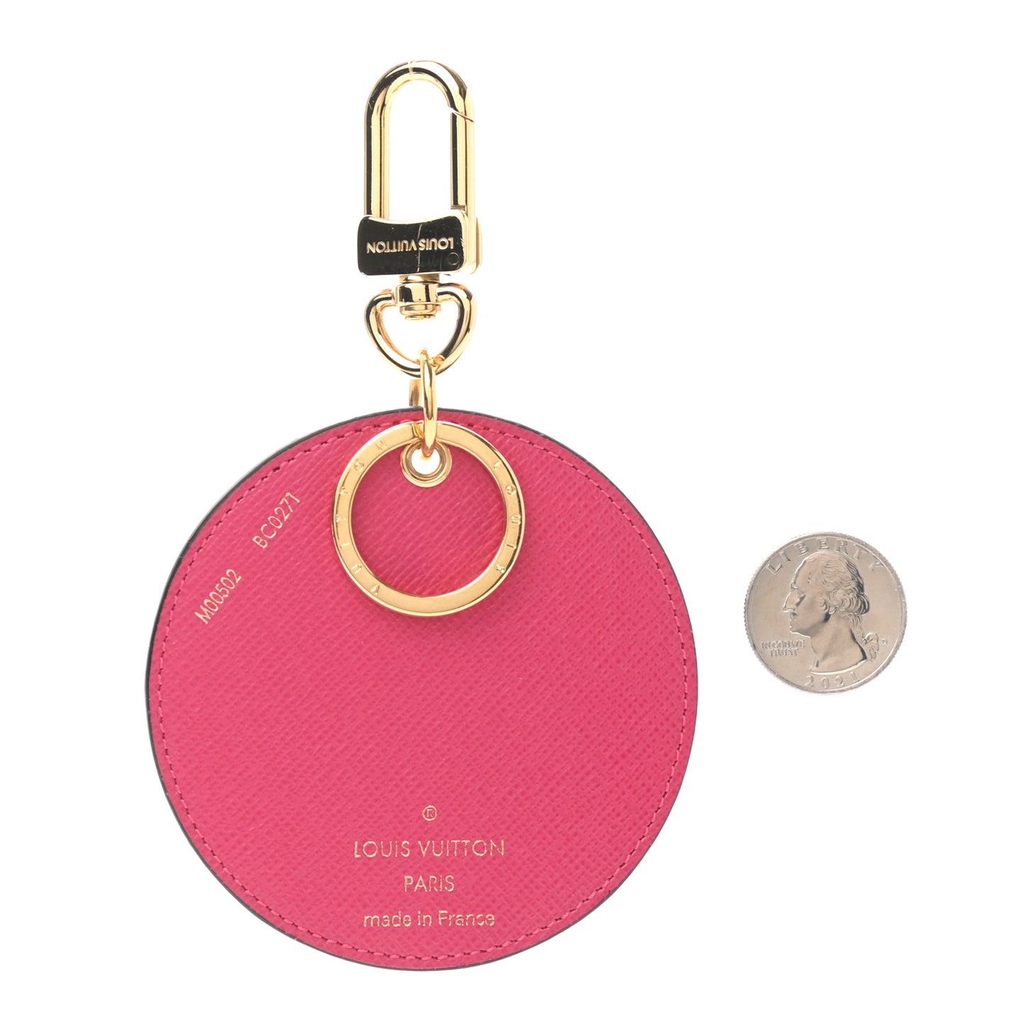 Damier Azur 2021 Christmas Animation Hollywood Bag Charm Key Ring Fuchsia