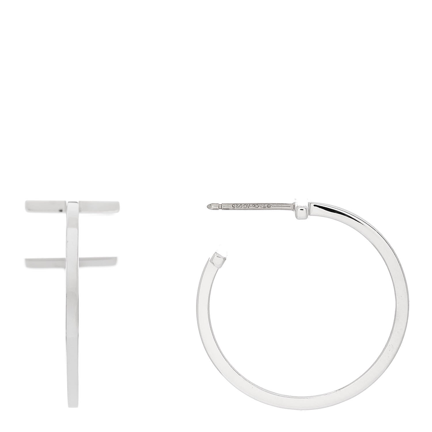 Tiffany Sterling Silver Small T Wire Hoop Earrings 1 of 4