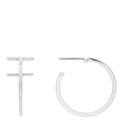 Tiffany Sterling Silver Small T Wire Hoop Earrings 1 of 4