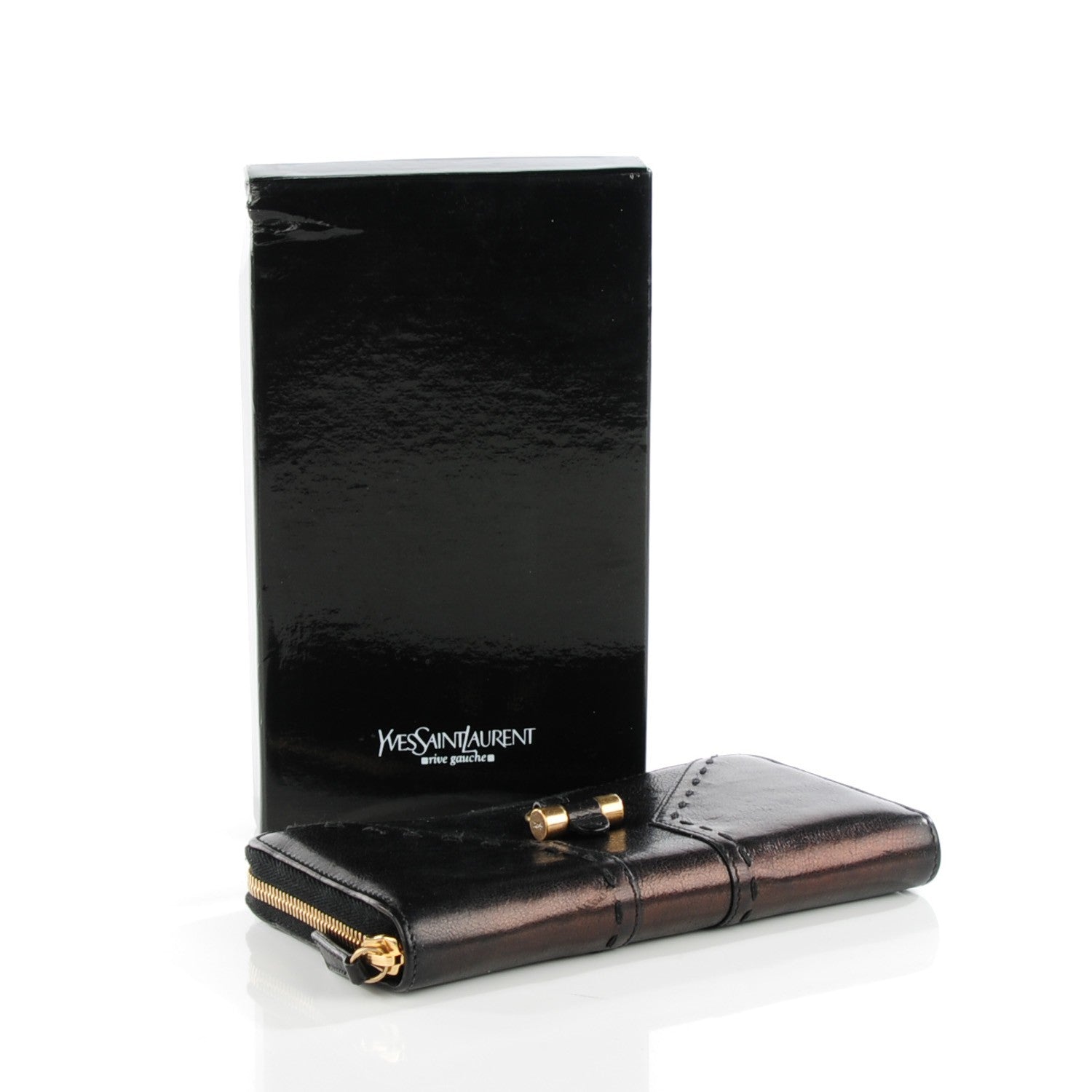 Saint Laurent Metallic Buffalo Muse Zip Around Wallet Black 5 of 10