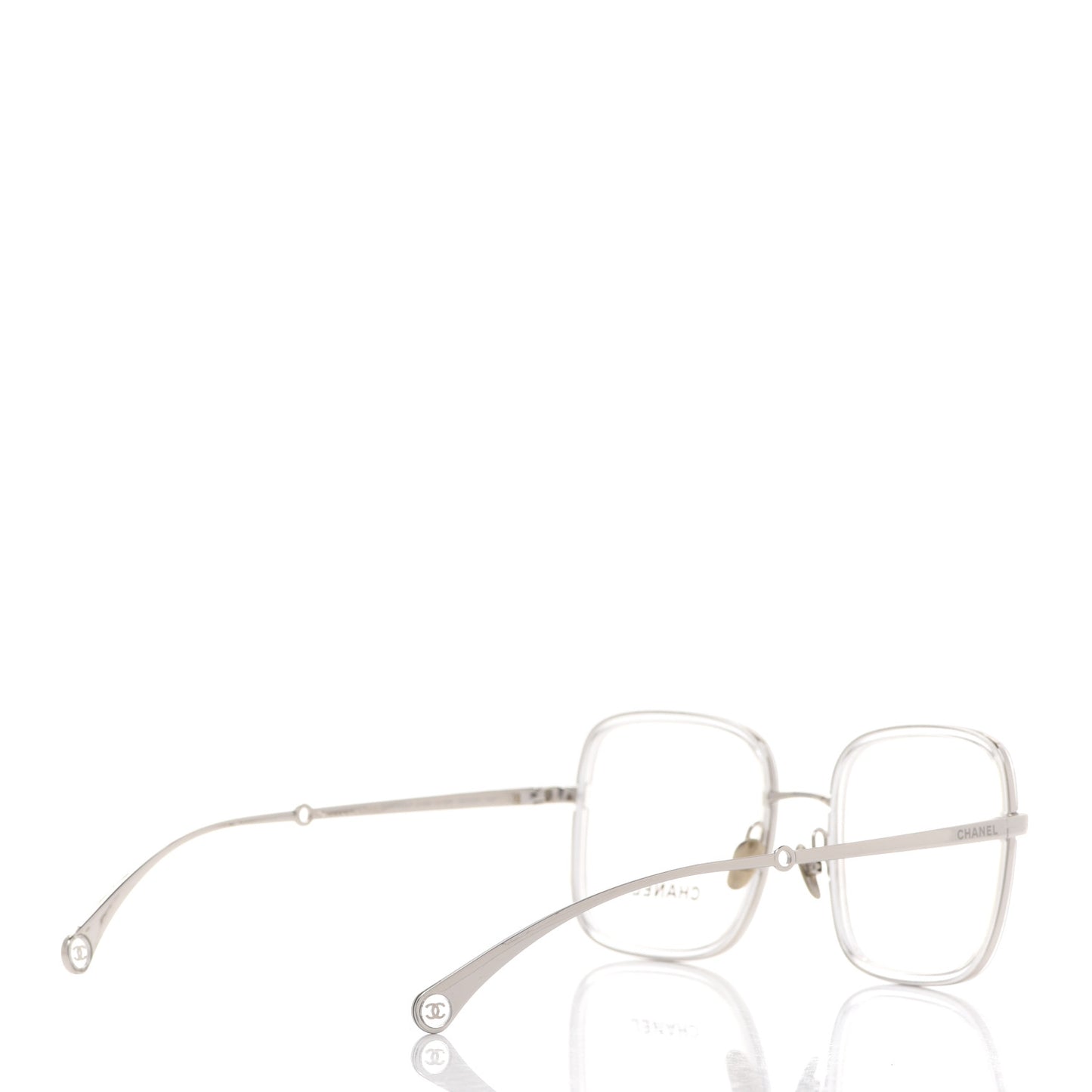 Square Removable Pearl Chain Eyeglasses 2195 Silver