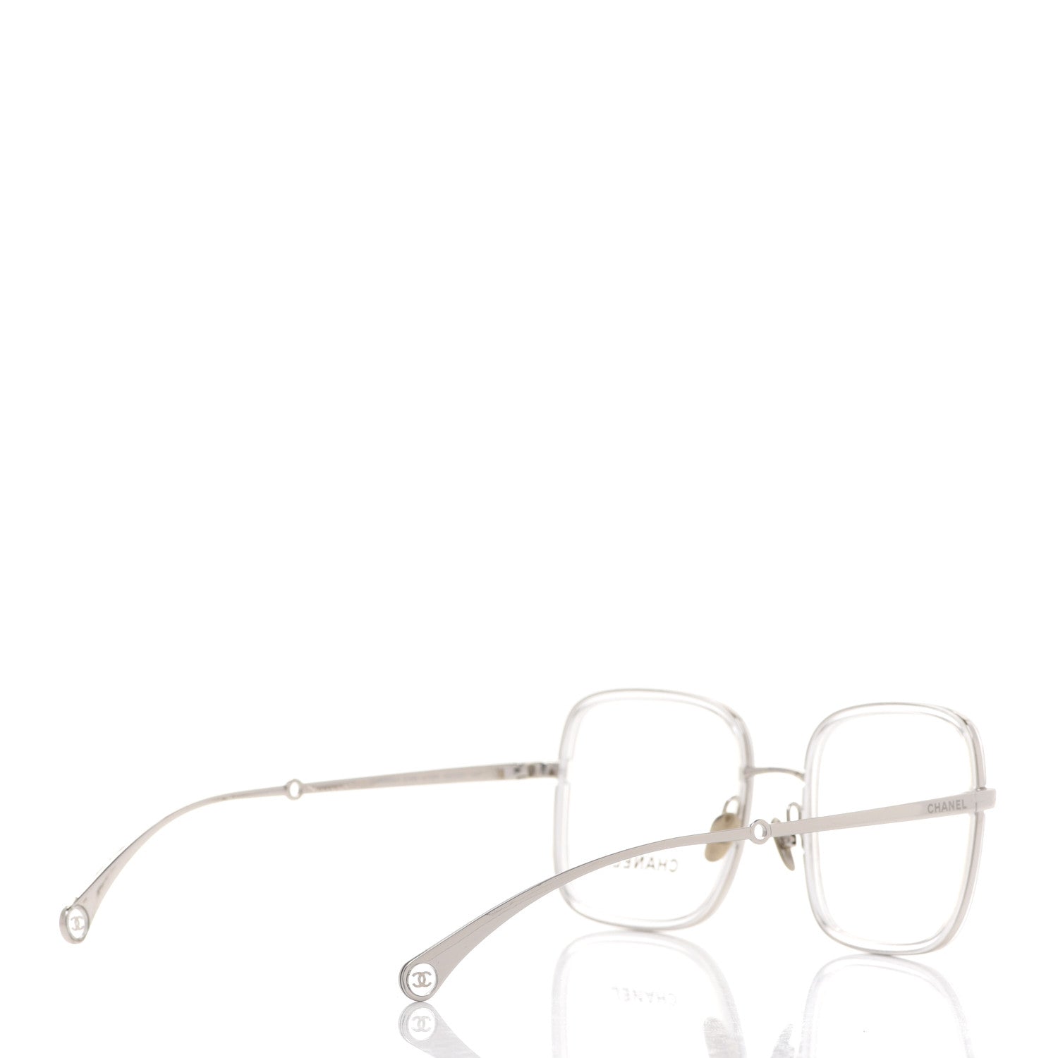 Chanel Square Removable Pearl Chain Eyeglasses 2195 Silver 4 of 9