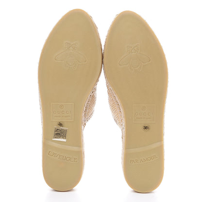 Gucci Straw Elaphe Matelasse GG Marmont Espadrille Slippers 38.5 Natural Cream Brown 5 of 9