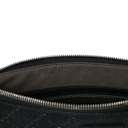 Gucci Guccissima Medium Flat Messenger Bag Black 14 of 15