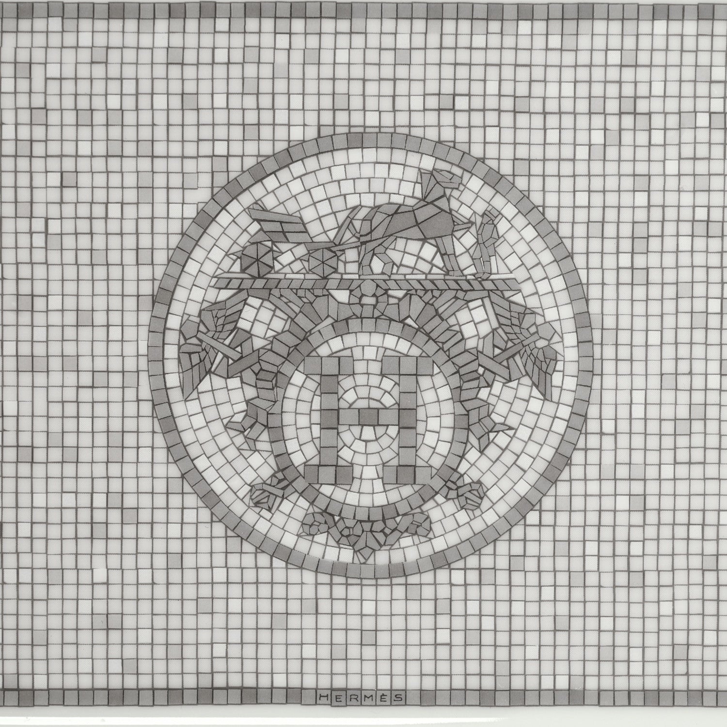 Hermes Porcelain Mosaique Au 24 Sushi Plate Platine 5 of 8