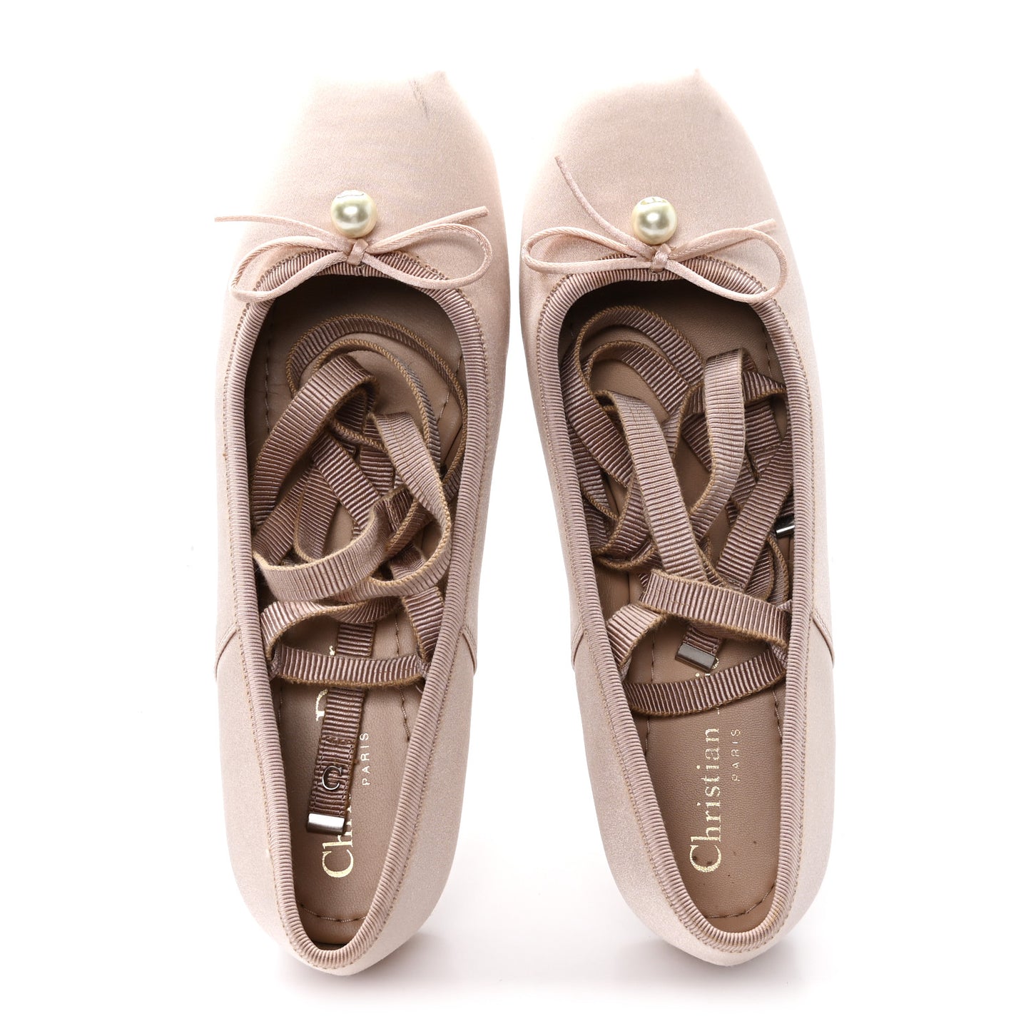 Satin Grosgrain D-Joy Ballet Flats 36 Beige Rose