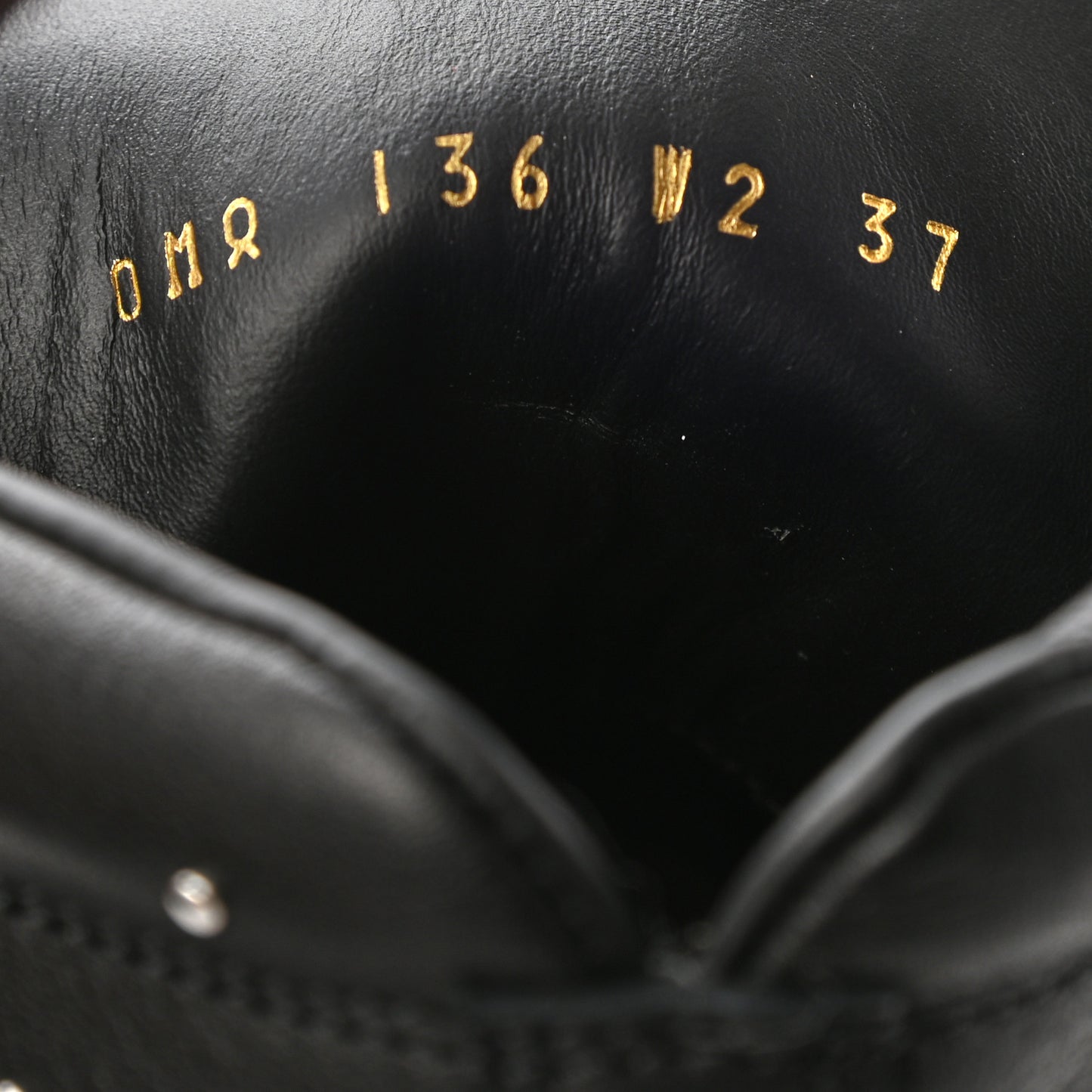 Calfskin Rockstud Studded Combat Boots 37 Black