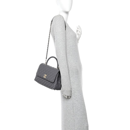 Chanel Caviar Quilted Small Coco Handle Flap Dark Grey 2 of 10
